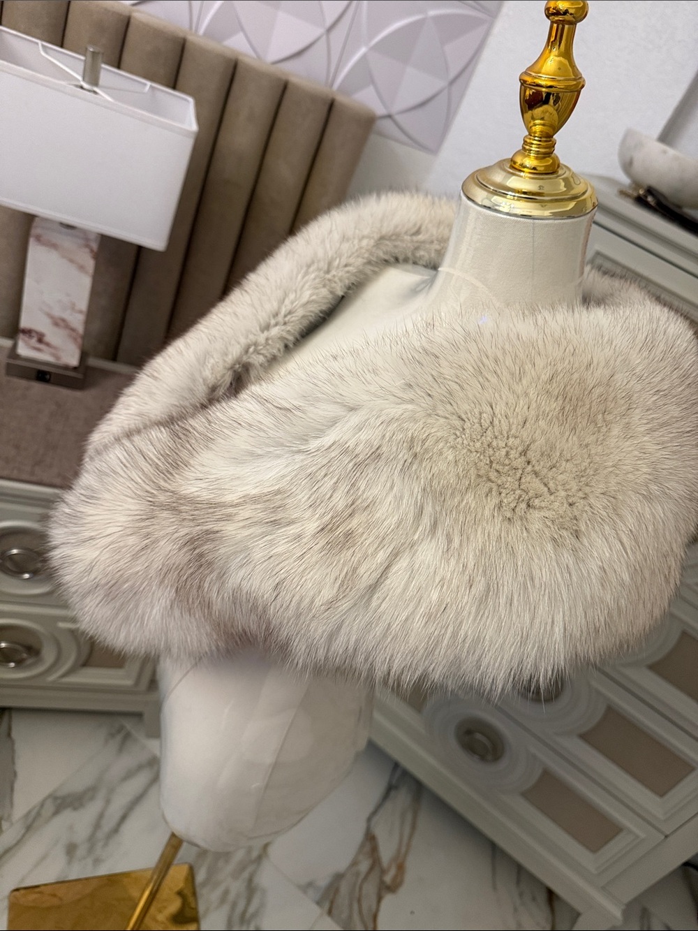 Saga blue fox fur shawl